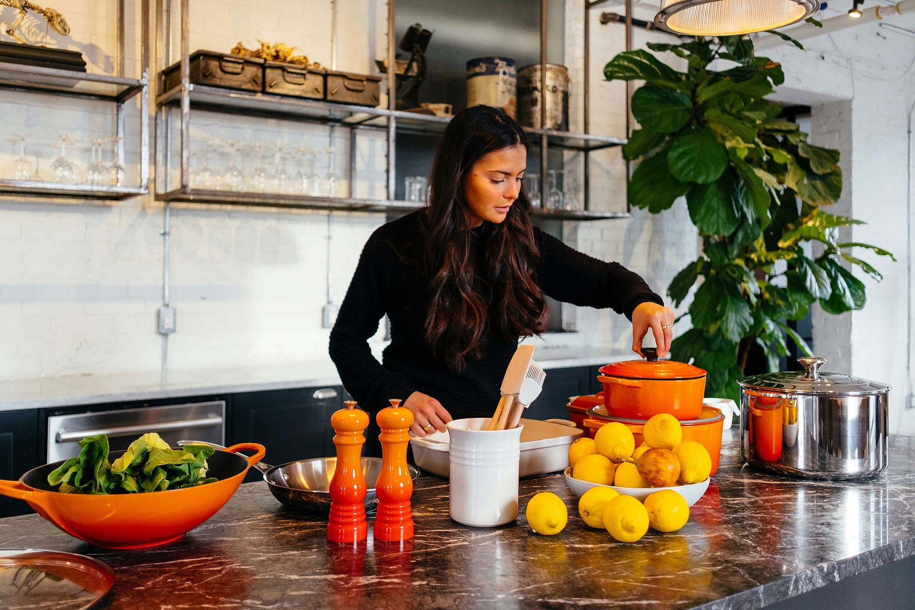 Woman cooking in her kitchen