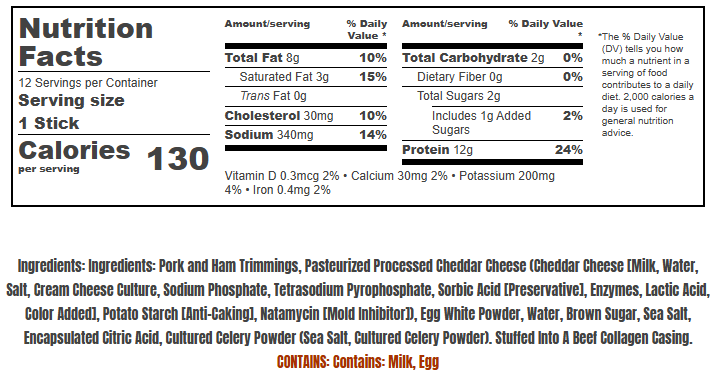 Wicked Cutz Ham Egg & Cheese Pork Snack Single Stick