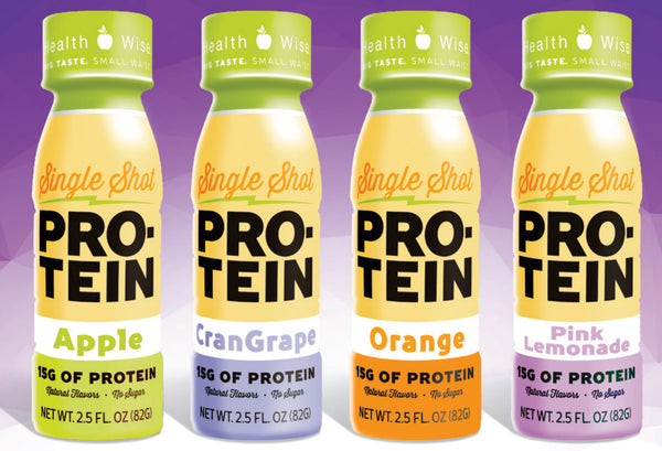 High Protein Single Shot- Variety Pack Bundle (Apple, Cran-Grape, Orange, Pink Lemonade) (4-Pack Bottles)