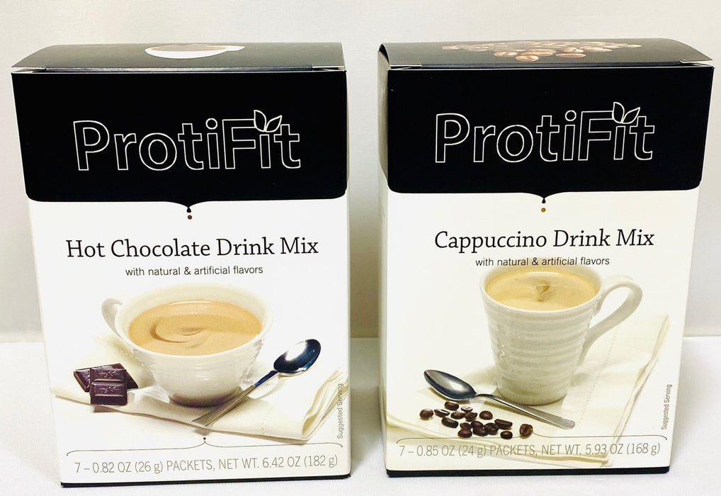 Proti Fit Hot Chocolate and Decaf Cappuccino High Protein Diet Bundle (14 Servings)