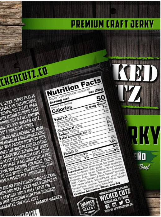 Wicked Cutz Volcanic Jalapeño Beef Jerky (1 Bag)
