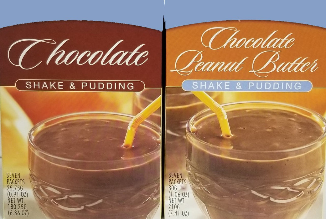 Fit Wise Chocolate and Chocolate Peanut Butter Pudding Shake High Protein Diet Bundle (14 Servings)