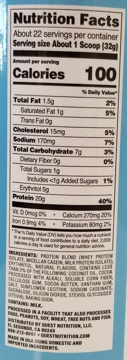 Quest Cookies & Cream Protein Powder 22 Serving 1.6 Pound