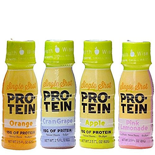 High Protein Single Shot- Variety Pack Bundle (Apple, Cran-Grape, Orange, Pink Lemonade) (4-Pack Bottles)