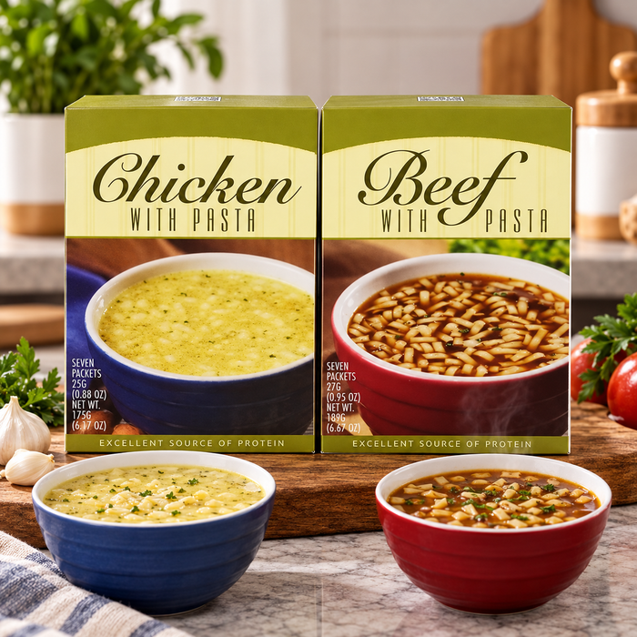 Fit Wise Chicken with Pasta and Beef with Pasta Soup High Protein Diet Bundle (14 Servings)
