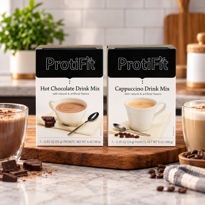 Proti Fit Hot Chocolate and Decaf Cappuccino High Protein Diet Bundle (14 Servings)