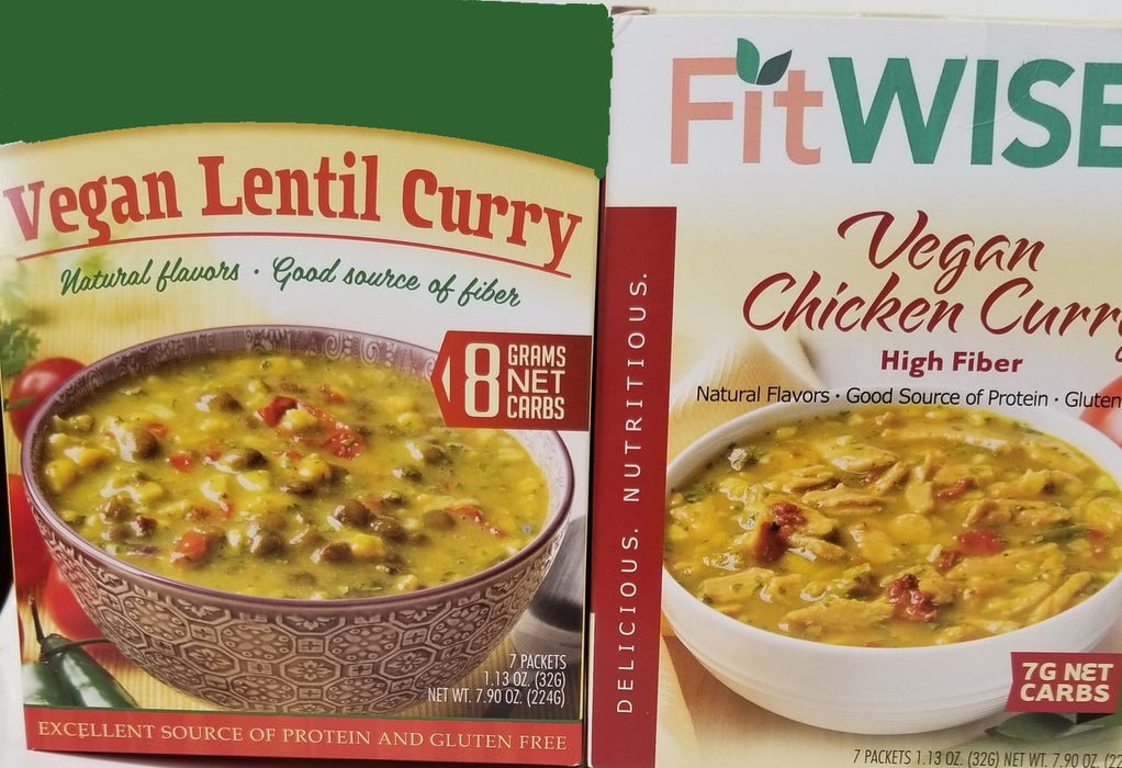 Fit Wise Vegan Lentil and Chicken Curry Bundle 2 Box Pack (14 Meal Servings)
