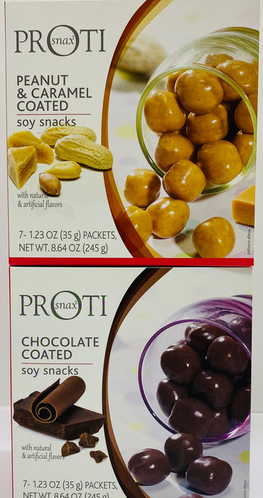 Proti Fit Soy Snack Bundle Pack (2 Boxes 14 Servings) (Chocolate Coated and Peanut and Caramel)