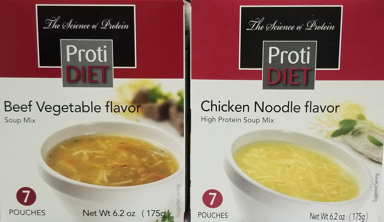 Proti Diet Soup Bundle Chicken Noodle and Beef Vegetable